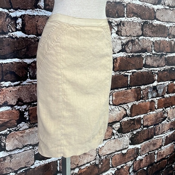 Rebecca Taylor Pencil Skirt Linen Tan Size 0 - Picture 8 of 13